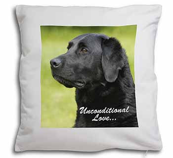 Black Labrador-With Love Soft White Velvet Feel Scatter Cushion