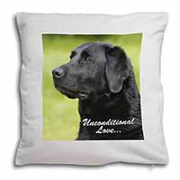 Black Labrador-With Love Soft White Velvet Feel Scatter Cushion