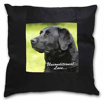 Black Labrador-With Love Black Satin Feel Scatter Cushion