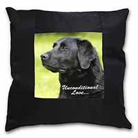 Black Labrador-With Love Black Satin Feel Scatter Cushion