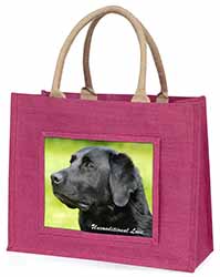 Black Labrador-With Love Large Pink Jute Shopping Bag