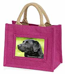 Black Labrador-With Love Little Girls Small Pink Jute Shopping Bag