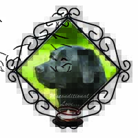 Black Labrador-With Love Wrought Iron Wall Art Candle Holder