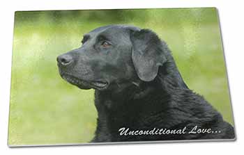 Large Glass Cutting Chopping Board Black Labrador-With Love
