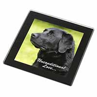 Black Labrador-With Love Black Rim High Quality Glass Coaster