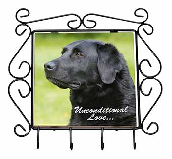Black Labrador-With Love Wrought Iron Key Holder Hooks