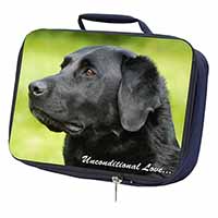 Black Labrador-With Love Navy Insulated School Lunch Box/Picnic Bag