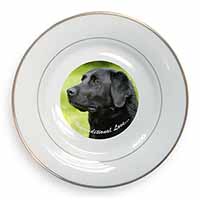 Black Labrador-With Love Gold Rim Plate Printed Full Colour in Gift Box