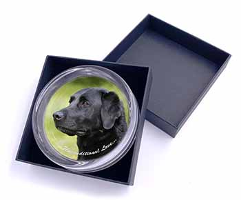 Black Labrador-With Love Glass Paperweight in Gift Box