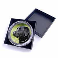 Black Labrador-With Love Glass Paperweight in Gift Box