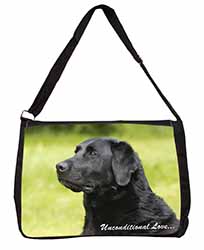 Black Labrador-With Love Large Black Laptop Shoulder Bag School/College