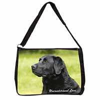 Black Labrador-With Love Large Black Laptop Shoulder Bag School/College