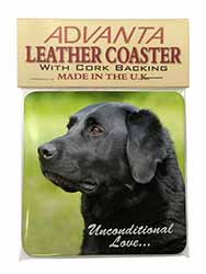 Black Labrador-With Love Single Leather Photo Coaster