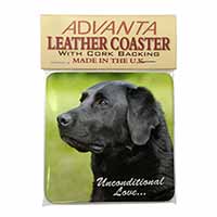 Black Labrador-With Love Single Leather Photo Coaster