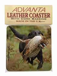 Labrador and Pheasant Single Leather Photo Coaster