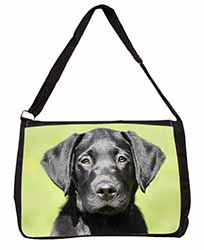 Black Labrador Puppy Large Black Laptop Shoulder Bag School/College