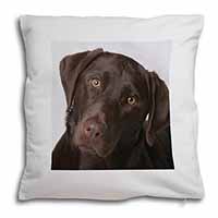 Chocolate Labrador Soft White Velvet Feel Scatter Cushion