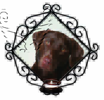 Chocolate Labrador Wrought Iron Wall Art Candle Holder