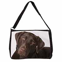 Chocolate Labrador Large Black Laptop Shoulder Bag School/College