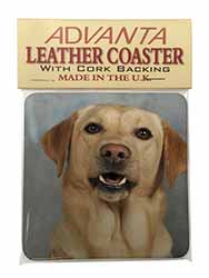 Yellow Labrador Single Leather Photo Coaster