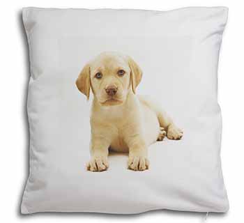 Yellow Labrador Soft White Velvet Feel Scatter Cushion