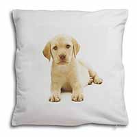 Yellow Labrador Soft White Velvet Feel Scatter Cushion