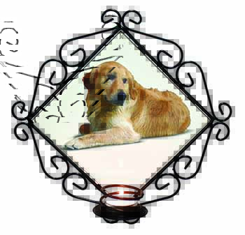 Golden Retriever Dog Wrought Iron Wall Art Candle Holder