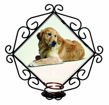 Golden Retriever Dog Wrought Iron Wall Art Candle Holder