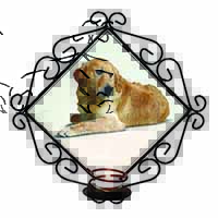 Golden Retriever Dog Wrought Iron Wall Art Candle Holder