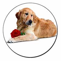 Golden Retriever with Red Rose Fridge Magnet Printed Full Colour