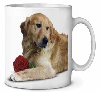 Golden Retriever with Red Rose Ceramic Coffee Mug/Tea Cup