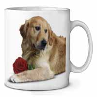 Golden Retriever with Red Rose Ceramic 10oz Coffee Mug/Tea Cup