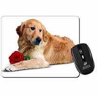 Golden Retriever with Red Rose Computer Mouse Mat