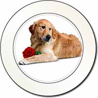 Golden Retriever with Red Rose Car or Van Permit Holder/Tax Disc Holder