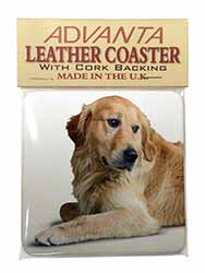 Golden Retriever Dog Single Leather Photo Coaster