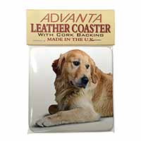 Golden Retriever Dog Single Leather Photo Coaster