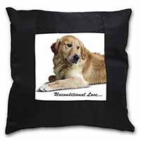 Golden Retriever-With Love Black Satin Feel Scatter Cushion