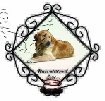 Golden Retriever-With Love Wrought Iron Wall Art Candle Holder