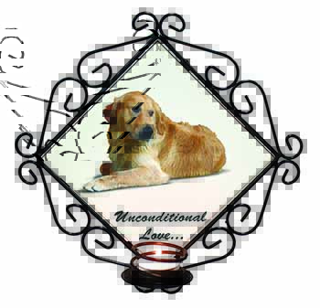 Golden Retriever-With Love Wrought Iron Wall Art Candle Holder
