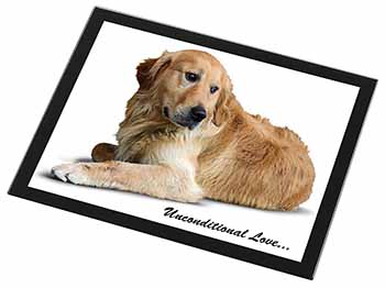 Golden Retriever-With Love Black Rim High Quality Glass Placemat