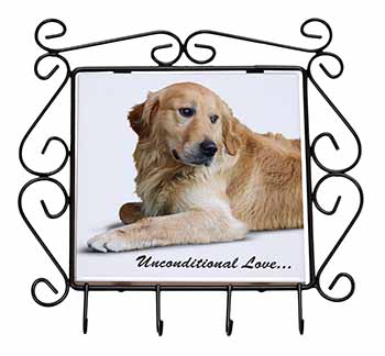 Golden Retriever-With Love Wrought Iron Key Holder Hooks