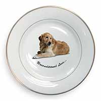 Golden Retriever-With Love Gold Rim Plate Printed Full Colour in Gift Box