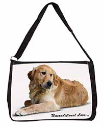 Golden Retriever-With Love Large Black Laptop Shoulder Bag School/College