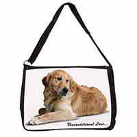 Golden Retriever-With Love Large Black Laptop Shoulder Bag School/College