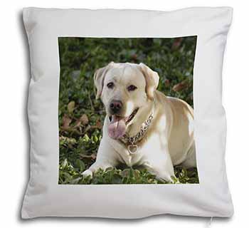 Yellow Labrador Dog Soft White Velvet Feel Scatter Cushion