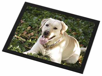 Yellow Labrador Dog Black Rim High Quality Glass Placemat