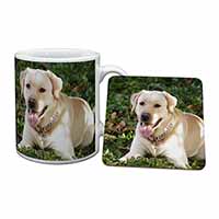 Yellow Labrador Dog Mug and Coaster Set