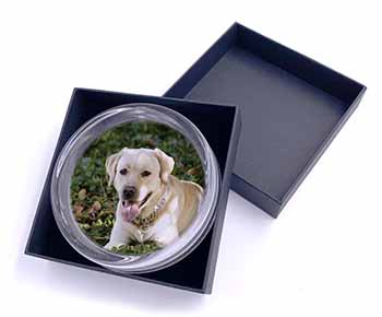 Yellow Labrador Dog Glass Paperweight in Gift Box