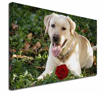 Yellow Labrador with Red Rose Canvas X-Large 30"x20" Wall Art Print