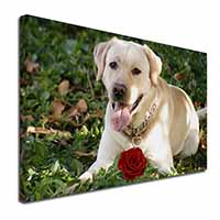 Yellow Labrador with Red Rose Canvas X-Large 30"x20" Wall Art Print